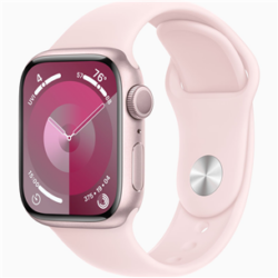 Apple Watch Series 9, GPS, 41mm, Pink (Light Pink Silicone Strap S/M)