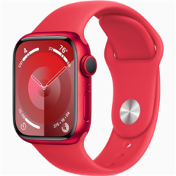 Apple Watch Series 9, GPS, 41mm, Red (Red Silicone Strap M/L)
