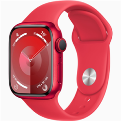 Apple Watch Series 9, GPS, 41mm, Red (Red Silicone Strap S/M)