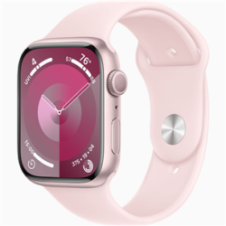 Apple Watch Series 9, GPS, 45mm, Pink (Light Pink Silicone Strap S/M)