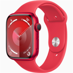Apple Watch Series 9, GPS, 45mm, Red (Red Silicone Strap M/L)