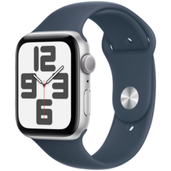 Apple Watch SE (2023), GPS, 44mm, Silver(Storm Blue Sport Band S/M)