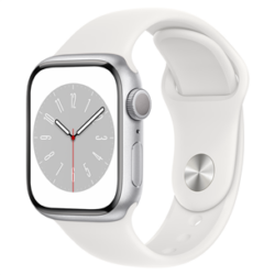Apple Watch Series 8, GPS, 41mm, Silver (White Silicone Band)