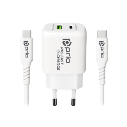 PRIO Charging and Data Transfer Set (30W Charger + USB C - USB C cable) - White