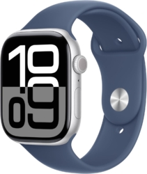 Apple Watch Series 10 GPS + Cellular 42mm Silver Aluminium - Denim Sport Band - S/M