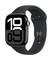 Apple Watch Series 10 GPS 46mm Jet Black Aluminium - Black Sport Band - M/L