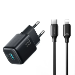 Joyroom (JR-TG7) 33W USB-A + USB-C Wall Charger - Black (USB-C to Lightning 1m Cable included)
