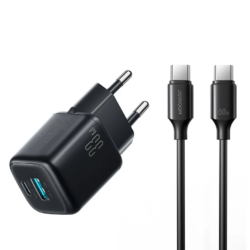Joyroom (JR-TG7) 33W USB-A + USB-C Wall Charger - Black (USB-C to USB-C 1m Cable included)